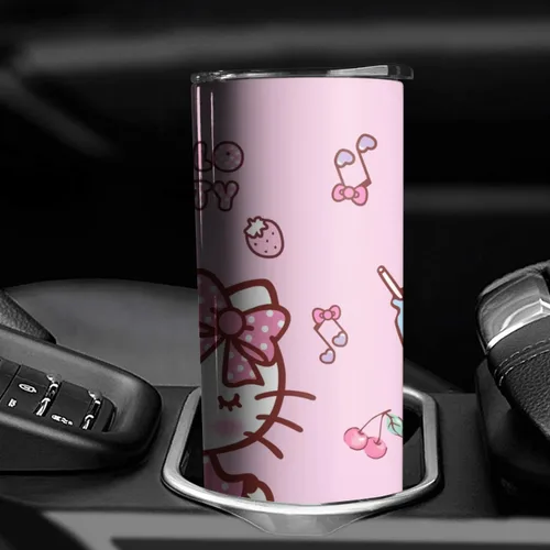 Miniatura 3 de Vaso para Adultos Botella de Agua Tazas de Doble Pared para Niños 20 oz Rosa Taza de Café Cosas de Gato Vaso Aislado Regalos para Niñas Mujeres