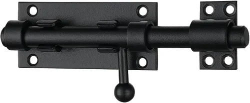 JQK Pestillo de puerta de perno deslizante negro, 6.3 pulgadas (grosor 0.094 in) Perno de barril de acero inoxidable 304 resistente con orificio