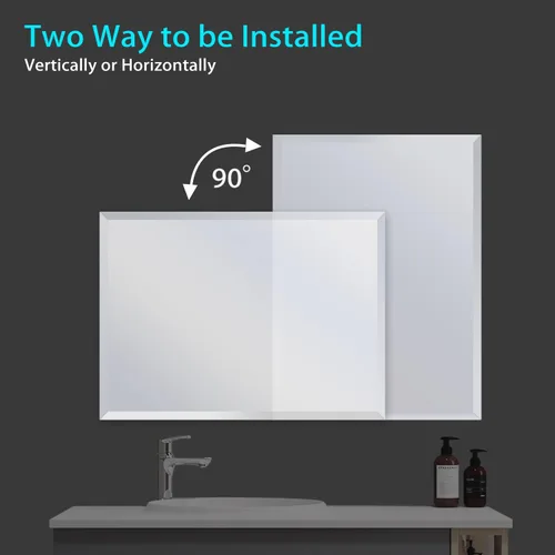 Miniatura 3 de Espejo de borde biselado de 20x28 pulgadas sin marco, rectangular para pared de baño, a prueba de explosiones y roturas, espejo de tocador