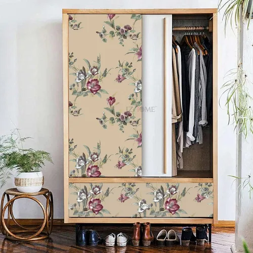 Miniatura 6 de 8190-10M - Papel tapiz vintage para despegar y pegar, 17.7 pulgadas x 32.8 pies, flores beige, papel de contacto extraíble, autoadhesivo