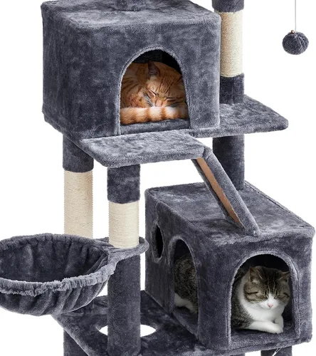 Miniatura 7 de Yaheetech Árbol para gatos de varios niveles, torre para gatos de 71.5 pulgadas de alto con 2 condominios de felpa, 2 perchas acolchadas, hamaca