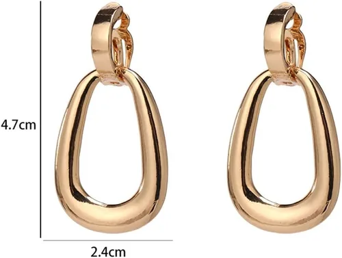 Miniatura 5 de Matte Gold Silver Large Clip On Earrings for Women Statement Earrings