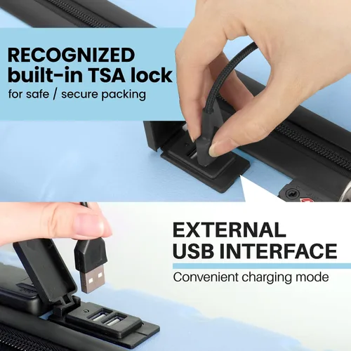 Miniatura 3 de AnyZip Equipaje de mano de 21" Hardside PC ABS ligero USB maleta con ruedas TSA Lock