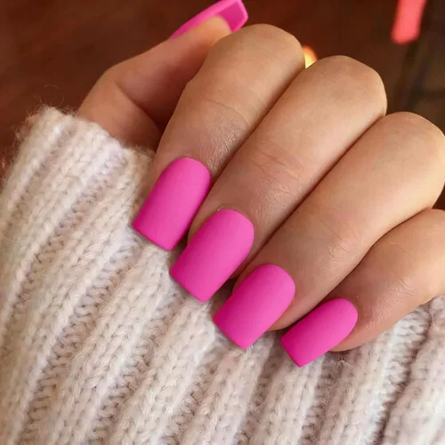 Miniatura 31 de KQueenest Uñas Postizas de Presión Azul Real Cortas Medianas Cuadradas con Pegamento, Juego de Uñas Falsas Sólidas Oscuras Cortas Ataúd Acrílicas