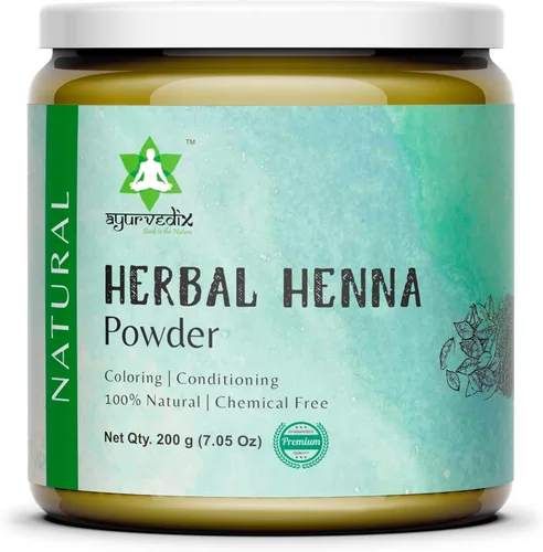 Polvo de henna natural a base de hierbas para el cabello, color y acondicionador sin productos químicos con amla, shikakai, hibisco y meti; 7.05 oz