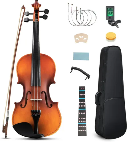 Miniatura 10 de Ktaxon Violín 3/4 para principiantes, violín para estudiantes y entusiastas, kit de violín acústico con estuche, arco, colofonia y manual Satinado