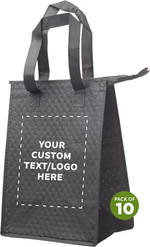 Miniatura 20 de DISCOUNT PROMOS Juego de 10/50/100 bolsas de almuerzo con aislamiento con cremallera, paquete personalizado a granel perfectas para el trabajo