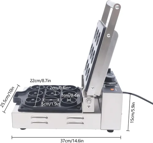 Miniatura 6 de YIYIBYUS Máquina de donut de 12 rejillas comercial/nacional antiadherente Pan eléctrico Donut Pan Máquina para hacer mini máquina de donas de 2