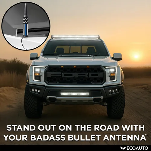 Miniatura 6 de EcoAuto Badass Bullet - Antena de repuesto para Dodge Ram y Ford F150 F250 F350 Super Duty Raptor Bronco Trucks – Diseño antirrobo – Antena de radio