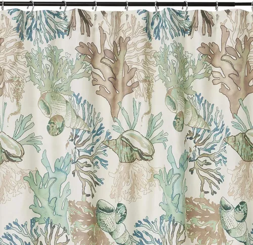 Miniatura 2 de Greenland Home Fashions Cortina de ducha de tela Sensations, decoración elegante para el baño, lavable a máquina, 72 pulgadas x 72 pulgadas, Atlantis
