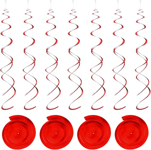 Miniatura 9 de MECCANIXITY 18 espirales colgantes de doble tira negra para fiesta, decoración colgante de 27.6 pulgadas, serpentinas de techo de plástico