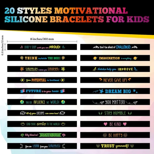 Miniatura 2 de Bucherry 120 pulseras de silicona motivacionales a granel inspiradoras de goma unisex con citas positivas para estudiantes, profesores, aula, Negro