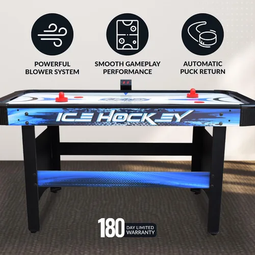 Miniatura 4 de Hathaway, mesa de juego de aerohockey de 5 pies, para salas de juegos familiares, con puntaje electrónico, discos y percutores gratuitos