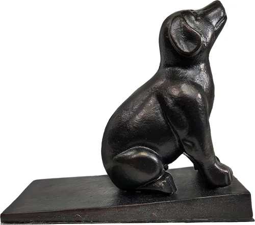 Lulu Decor, Tope de puerta de perro de hierro fundido, topes de puerta de peso 5 libras (negro)