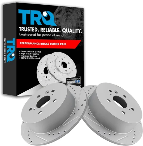 Miniatura 396 de TRQ Juego de rotores de freno de rendimiento trasero con revestimiento G premium compatible con Mazda 6 2014-2021
