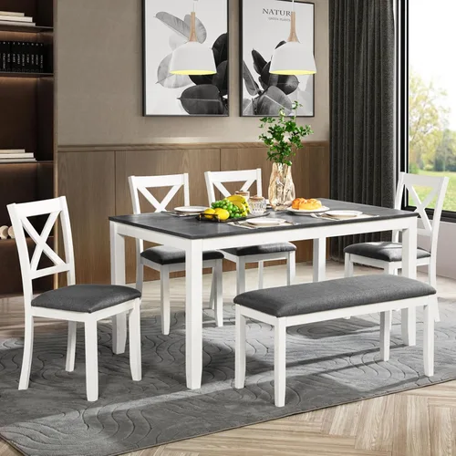 Miniatura 13 de LUMISOL Juego de mesa de comedor de 5 piezas con 4 sillas, juego de mesa de cocina de granja para lugares pequeños, cocina, comedor, negro y roble