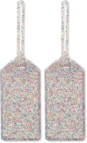 Kate Spade New York, Etiqueta de silicona para equipaje con correa, purpurina multicolor (paquete de 2)