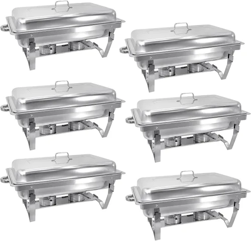 Miniatura 9 de Juego de buffet de platos de roce de 8 cuartos de galón Juego completo de calentador de alimentos de acero inoxidable Chafer con bandeja de agua
