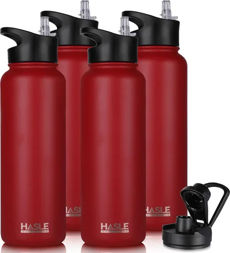 Miniatura 67 de HASLE OUTFITTERS Botella de agua aislada de 22 onzas, botella de agua de acero inoxidable de doble pared, boca ancha con tapa de popote y tapa