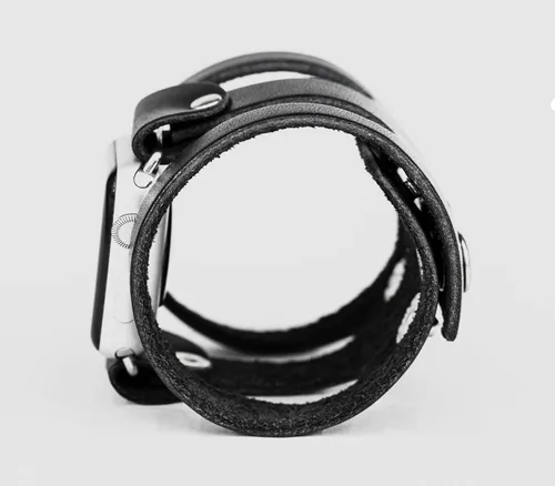 Miniatura 8 de Correa ancha de cuero compatible con Apple Watch de 1.496 in 1.575 in 1.614 in 1.654 in 1.732 in 1.772 in 1.811 in 1.929 in, hecha a mano UA código