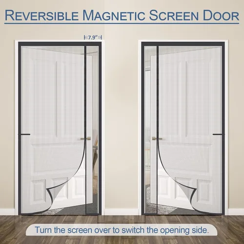 Miniatura 7 de Okayavo Puerta de Pantalla Magnética Mejorada Más Gruesa de 255g/㎡ Malla Reforzada, Reversible de Apertura Lateral Izquierda y Derecha, Adecuada