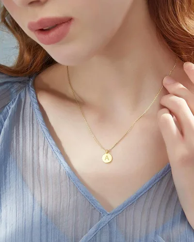 Miniatura 7 de Regalos personalizados únicos para ella, collares con inicial para mujer, collar con dije de moneda grabada de doble cara con letra, joyería