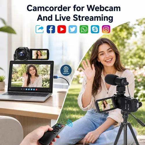 Miniatura 5 de Videocámara, videocámara 8K de 48 MP 15FPS UHD con Wi-Fi, cámara para vlogging con visión nocturna IR para YouTube, pantalla táctil de 3" con zoom