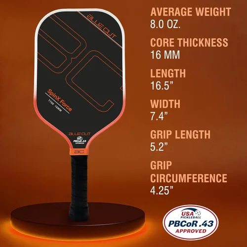 Miniatura 5 de Blue Cut Pickleball Paddle – USAPA Approved Pickleball Paddles Racket with T700 Carbon Fiber, 16mm Honeycomb Core, Spin Surface, Pro Power Speed &