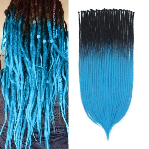Miniatura 38 de 15 extensiones de rastas de doble extremo, 24 pulgadas, extensiones de rastas falsas de 0.6 pulgadas, color marrón degradado, extensiones de rastas