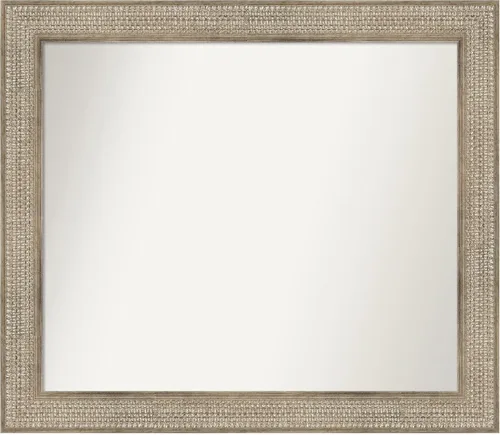 Miniatura 215 de Amanti Art Espejo de baño plateado para sobre fregadero, 26 x 26 pulgadas, espejo cuadrado de níquel pulido, marco de madera tradicional mediano, se