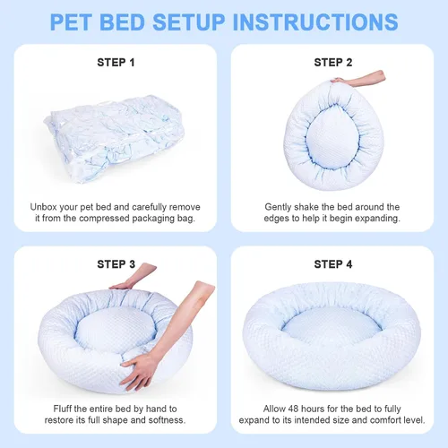 Miniatura 6 de Cama para perros pequeños y medianos, cama refrescante para mascotas con parte inferior antideslizante, cama cómoda de verano para cachorros, Donut