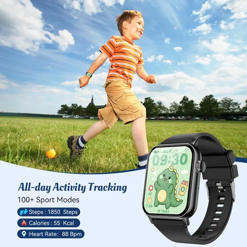 Miniatura 3 de Reloj inteligente para niños, 12 juegos de rompecabezas con pantalla táctil HD, contador de pasos, monitor de frecuencia cardíaca y sueño, linterna