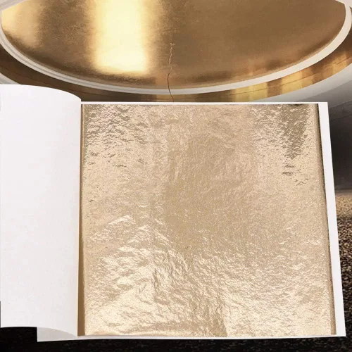 Miniatura 4 de Hojas de Pan de Oro de Imitación - KINNO Lámina Dorada Champán Multiusos para Hogar, Pared, Marco, Techo, Decoración de Muebles, 100 Hojas de 3.15