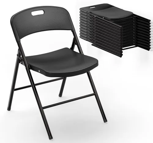Miniatura 10 de VINGLI Sillas plegables, silla plegable de plástico, capacidad de hasta 350 libras, asientos portátiles para interiores y exteriores, eventos, Negro