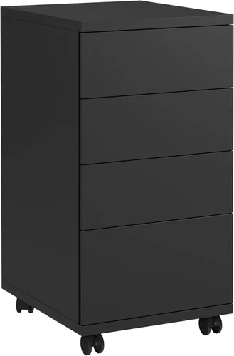 Miniatura 7 de BOTLOG Cajonera de 4 cajones, cajón móvil debajo del escritorio con ruedas con bloqueo, soporte de madera para impresora con ruedas, gabinete