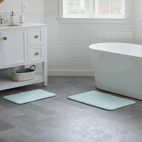 Miniatura 10 de Linenspa Tapete de baño de espuma viscoelástica, antideslizante, absorbente de agua, de secado rápido, lavable a máquina, tapete de baño para baño