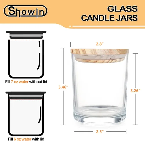 Miniatura 7 de Tarros gruesos para hacer velas, 12 unidades, tarros vacíos de 7 onzas con tapas de madera para hacer velas, recipiente de muestra, transparente