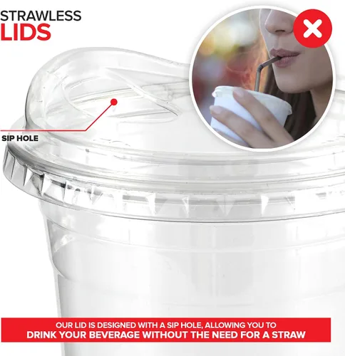 Miniatura 4 de Vasos de plástico transparente de 16 onzas con tapas desechables, taza Togo con tapa para sorber sin popote para batidos, café helado, limonada