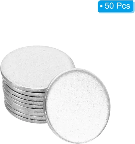 Miniatura 3 de PATIKIL Disco de acero redondo de metal estampado en blanco Etiquetas de disco de círculo redondo Placa de disco Círculo Metal Strike Plate DIY