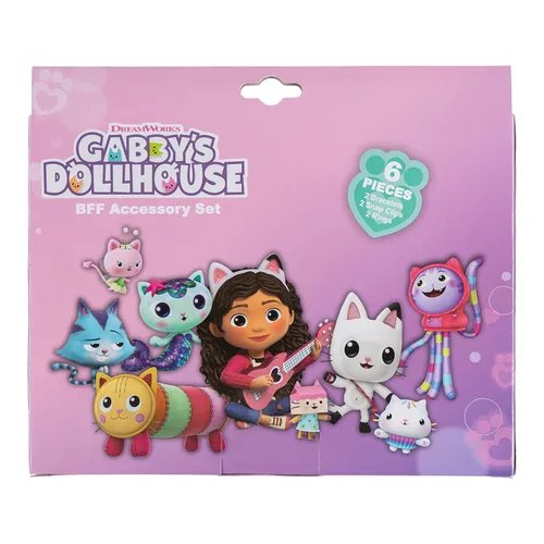 Miniatura 8 de LUV HER Gabby's Dollhouse Girls BFF Juego de 6 piezas de joyería de juguete con 2 anillos, 2 pulseras de cuentas y pinzas para el cabello con cierre