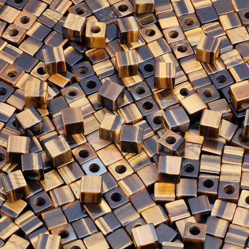 Miniatura 9 de TUMBEELLUWA Cuentas de piedra para la fabricación de joyas, cuentas sueltas de cristal curativo con agujero grande y forma cuadrada, paquete de 15