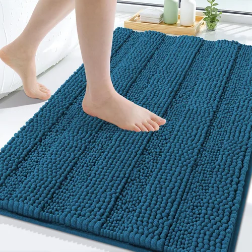 Miniatura 222 de Grandaily Alfombras de baño de felpilla a rayas de 24 x 16 pulgadas, extra gruesas y suaves, absorbentes, parte trasera de goma, alfombra de ducha