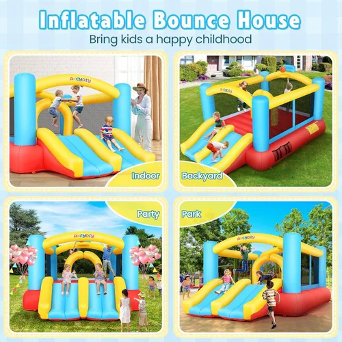 Miniatura 3 de AKEYDIY Castillo inflable para interiores y exteriores con soplador, castillo de salto con doble tobogán, castillo inflable duradero para patio