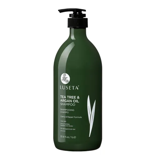 Luseta Champú de aceite de árbol de té, 33.8 onzas, tratamiento natural anticaspa para cabello seco y dañado, sin sulfatos y seguro para cabello