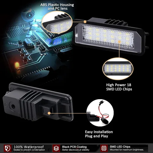 Miniatura 6 de D-Lumina Luces LED para matrícula, montaje de lámpara para Volkswagen VW Golf GTI MK4 MK5 MK6 MK7 CC Rabbit Polo EOS Phaeton Beetle Passat Scirocco