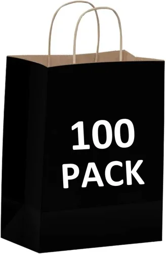 Miniatura 12 de Qutuus Bolsas de papel blanco con asas a granel, 100 bolsas de regalo blancas de 8 x 4.5 x 10 pulgadas, bolsas de papel kraft reciclables, bolsas