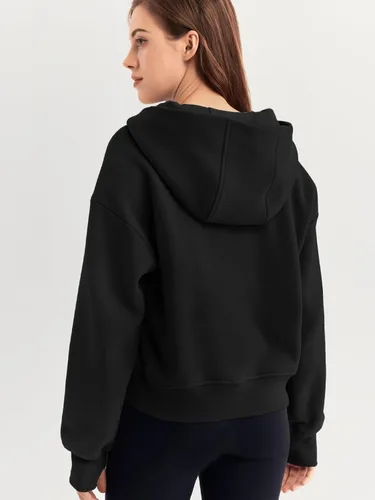 Miniatura 5 de Trendy Queen Sudaderas con capucha para mujer, con cremallera de un cuarto, sudaderas de gran tamaño, media cremallera con bolsillos, ropa de otoño