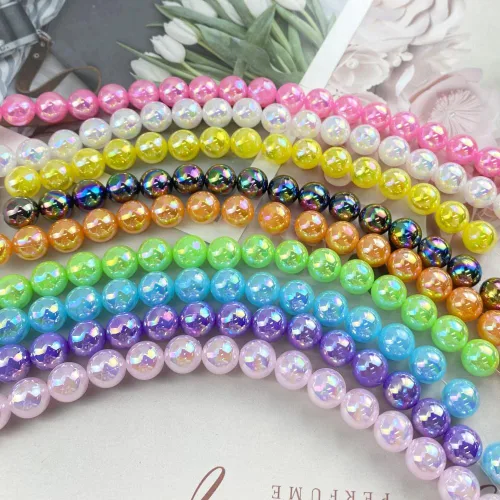 Miniatura 3 de Jmassyang 200 cuentas de perlas brillantes de 0.394 pulgadas (0.394 in), color AB, redondas, de plástico, acrílico, espaciador, manualidades