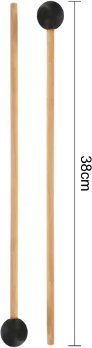 Miniatura 5 de Shappy Bell Mallets Glockenspiel Sticks, Baquetas de Goma para Xilófono de Percusión con Mango de Madera, 15 Pulgadas de Largo (Negro)