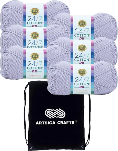 Miniatura 3 de Lion Brand - Hilo de algodón DK Cameo 769-101 (3 madejas, el mismo lote de tinte) DK Light Worsted #3 - Hilo de algodón para ganchillo y tejer